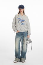 Asymmetric Off-Shoulder Loose Fit Sweatshirt