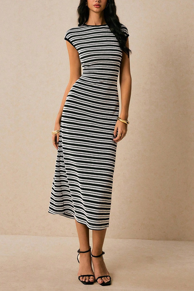 Striped Knit Bodycon Work Dress Secondary image