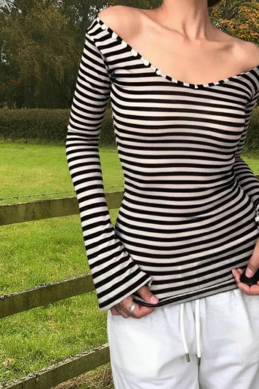 Black & White Striped Top Secondary image