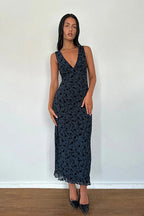 V-Neck Sleeveless Slim Fit Floral Dress