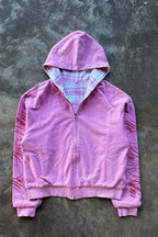 Reversible Plaid Lined Pink Full Zip Hoodie