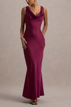 Elegant Luxury Satin Slim Bodycon Mermaid Backless Formal Dress