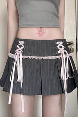 Balletcore Color Block Pleated Mini Skirt