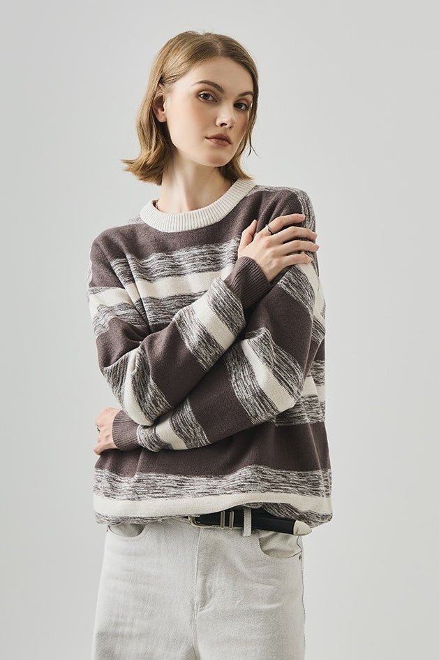 Loose Fit Round Neck Striped Sweater Secondary image