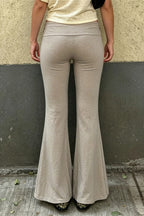 Floral Embroidered Low Waist Flare Pants