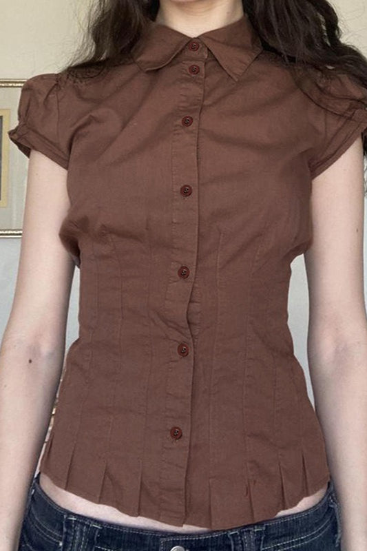 Puff Sleeve Button Front T-Shirt Main image