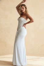 Strapless Backless Ribbon Elegant Formal Dress
