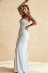 Sexy Strapless Backless Ribbon Elegant Formal Dress