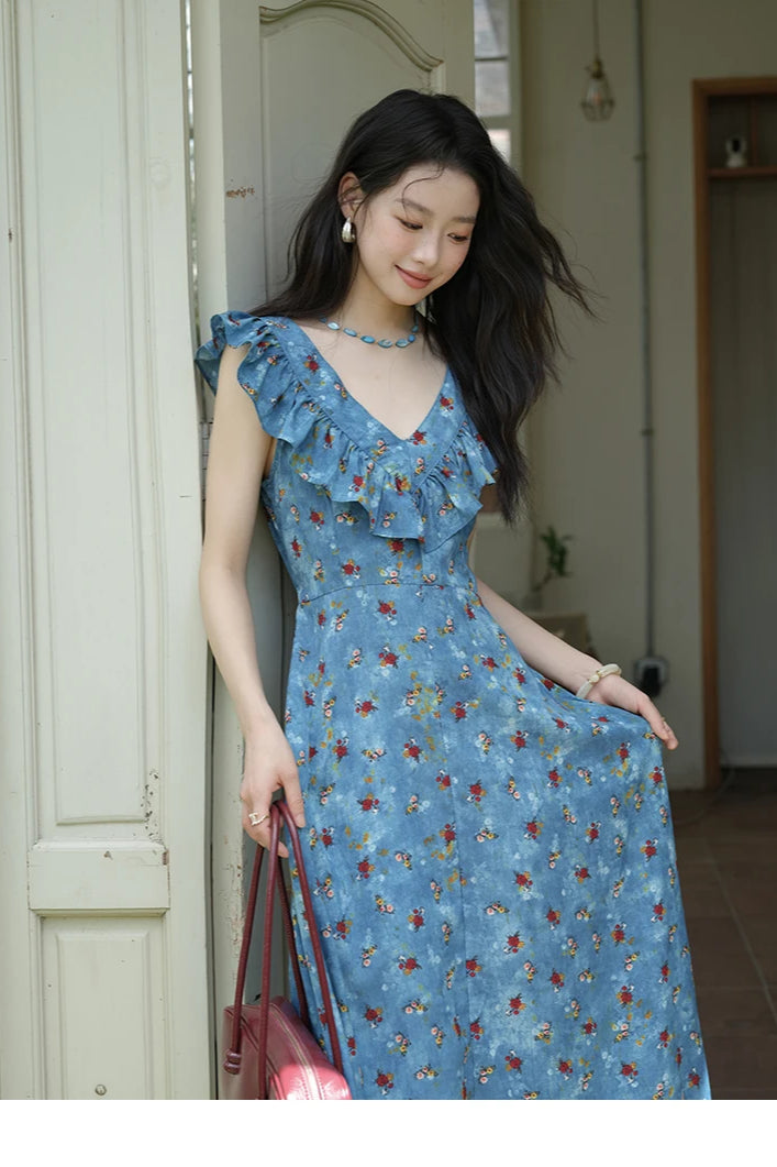 V-Neck Ruffled Midi Floral Dress Main image