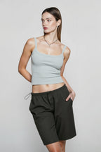 Sleeveless Strap Ribbed Causal Cropped Top Summer Solid O-neck Slim Fit Exposed Navel Mini Vest 2024 Crop Top