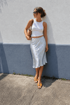 White Polka Dot Sheer Casual Skirt