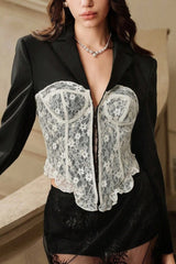 Vintage Lace Detail Tailored Blazer