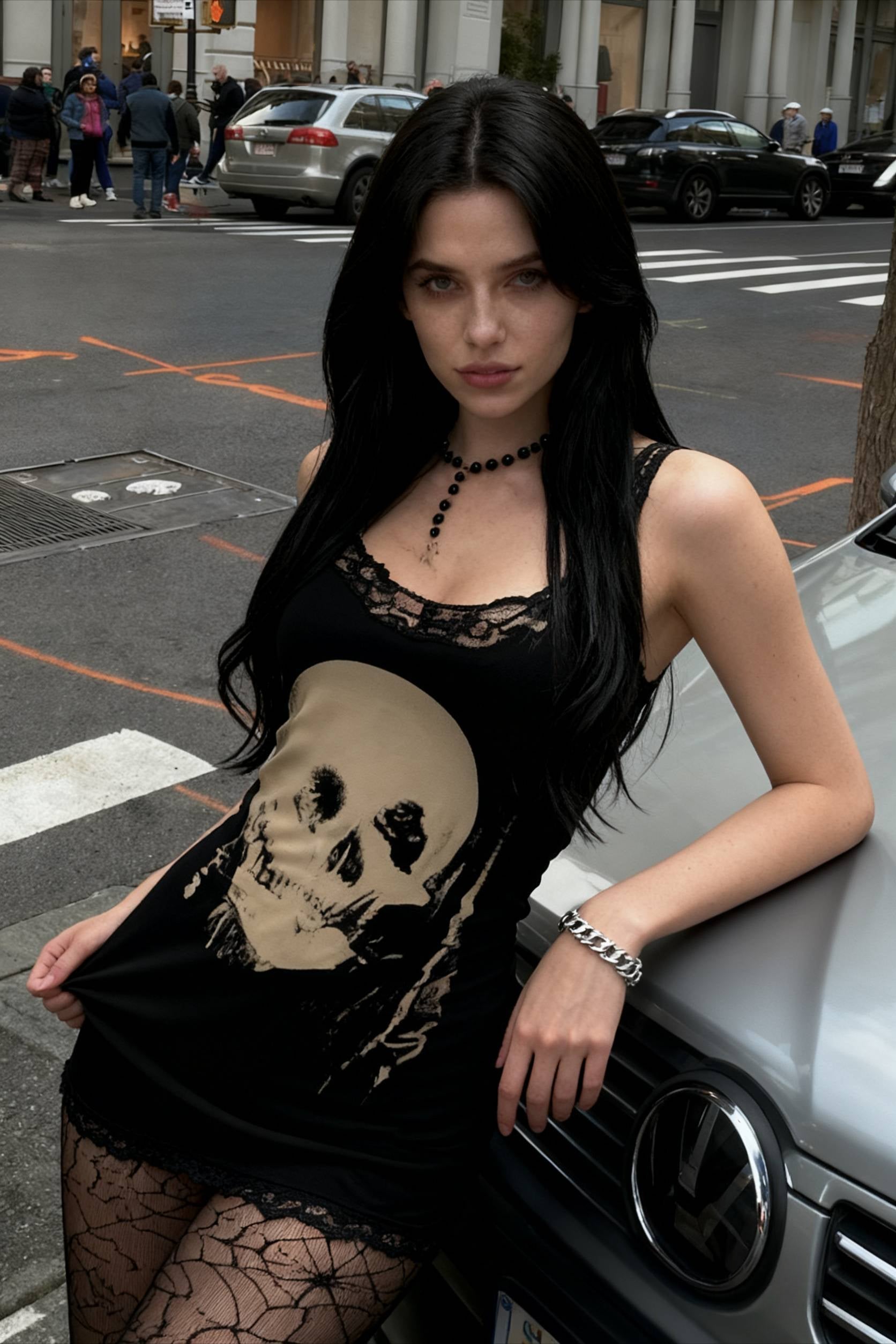 Skull Print Straps Mini Dress Main image