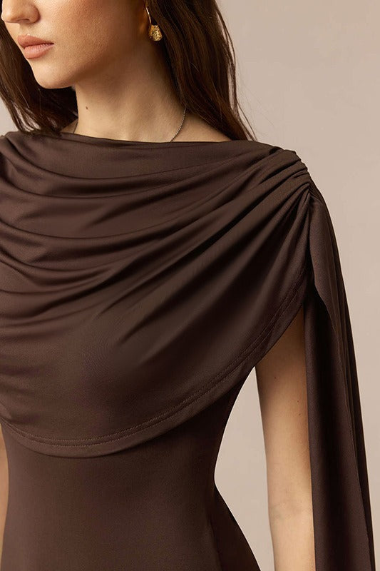 Cowl Neck Shawl Ruched  Two Piece Set Secondary image