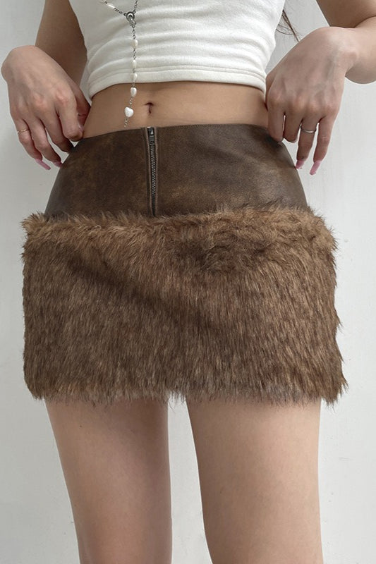 Leather Panel Faux Trim Bodycon Skirt Main image