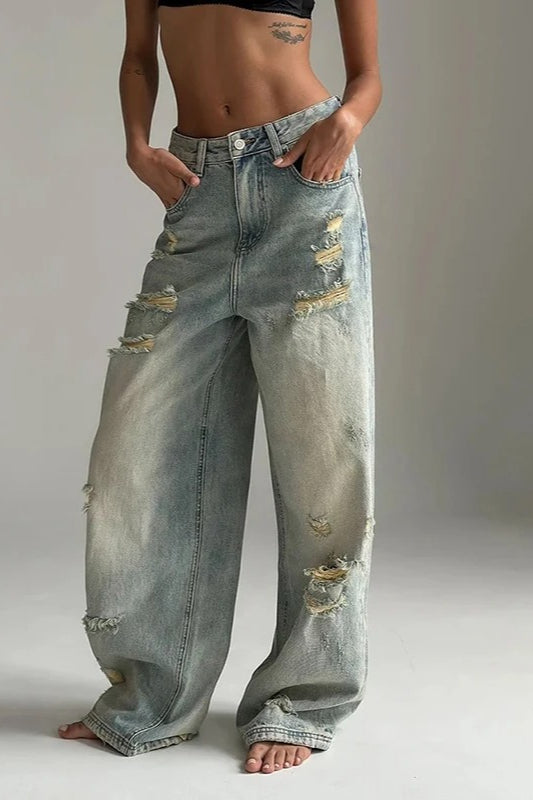 High Waist Ripped Straight Leg Jeans Secondary image