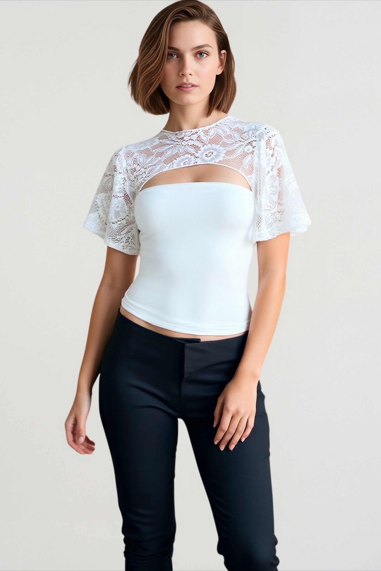 Lace Cutout Flare Sleeve T-shirts Main image