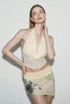 Tie Keyhole Back Spaghetti Strap Color Block Mini Vacation Set