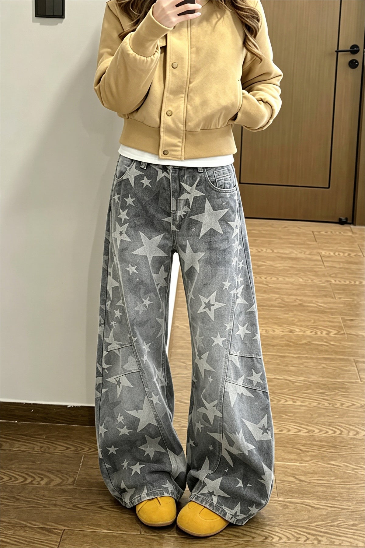 Star Camouflage Cargo Barrel Leg Jeans