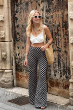 Geometrical Print Flare Pants