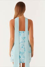 Sequin Embroidered Strapless Scarf Panel Mini Dress