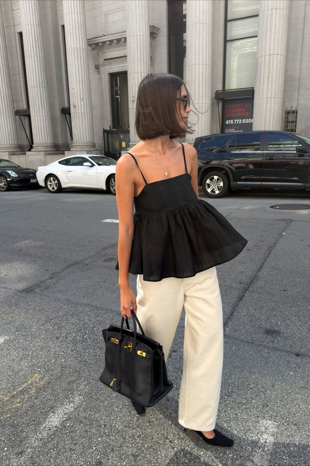 Cotton Striped Ruffle Hem Cami Top