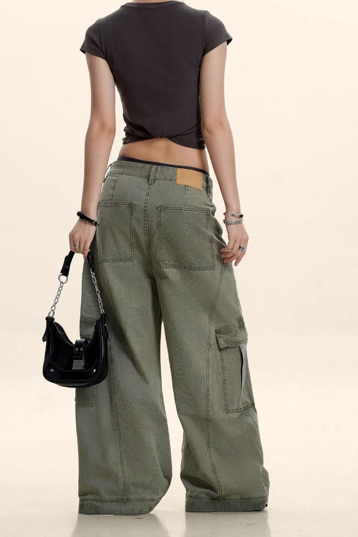 Vintage Deconstructed Curved Blade Slimming Cargo Pants Secondary image