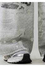 Metal Love Chain Straight Leg Jeans