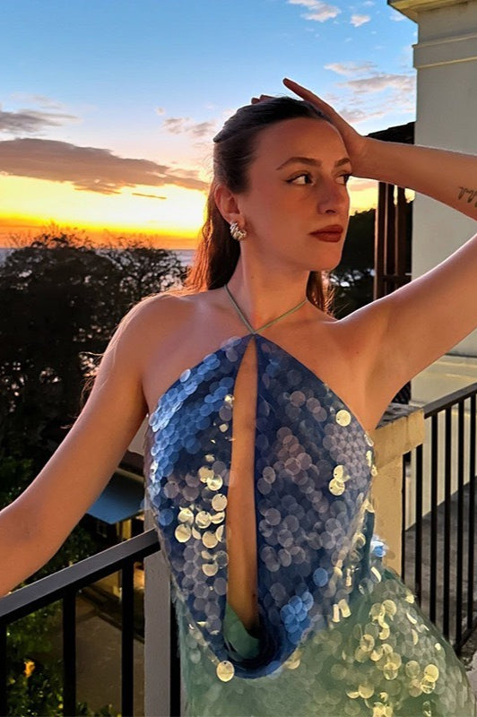 Chic Halter Backless Slim Sequin Sling Sequin Dress Secondary image