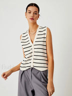 Effortless Stripe Vest Sweater Vests