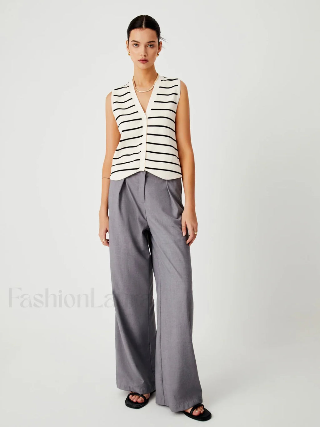 Effortless Stripe Vest Sweater Vests