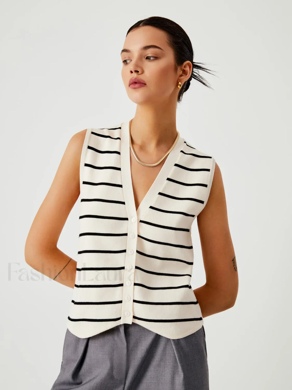 Effortless Stripe Vest Sweater Vests