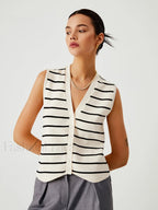 Effortless Stripe Vest Sweater Vests