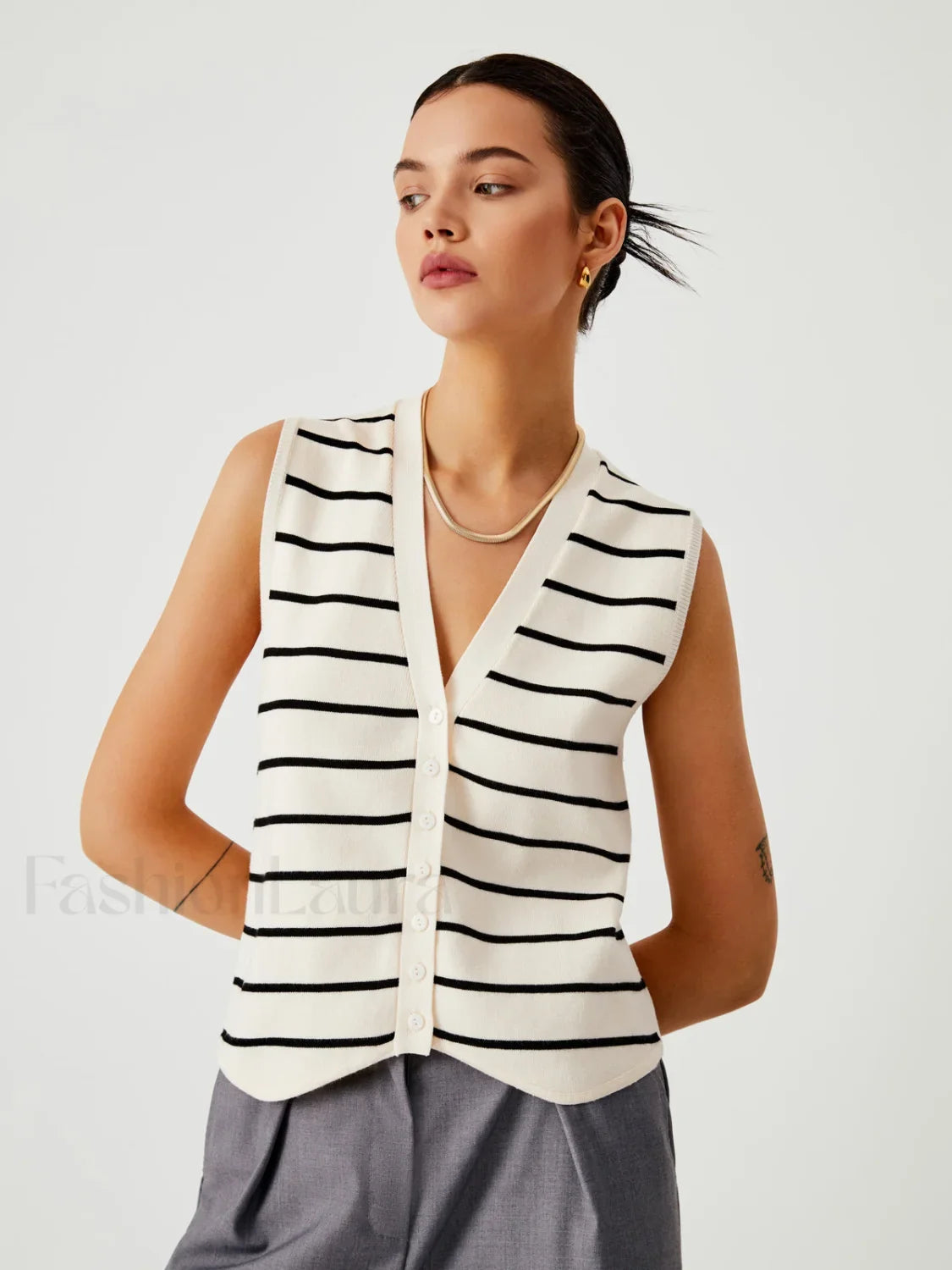 Effortless Stripe Vest Sweater Vests