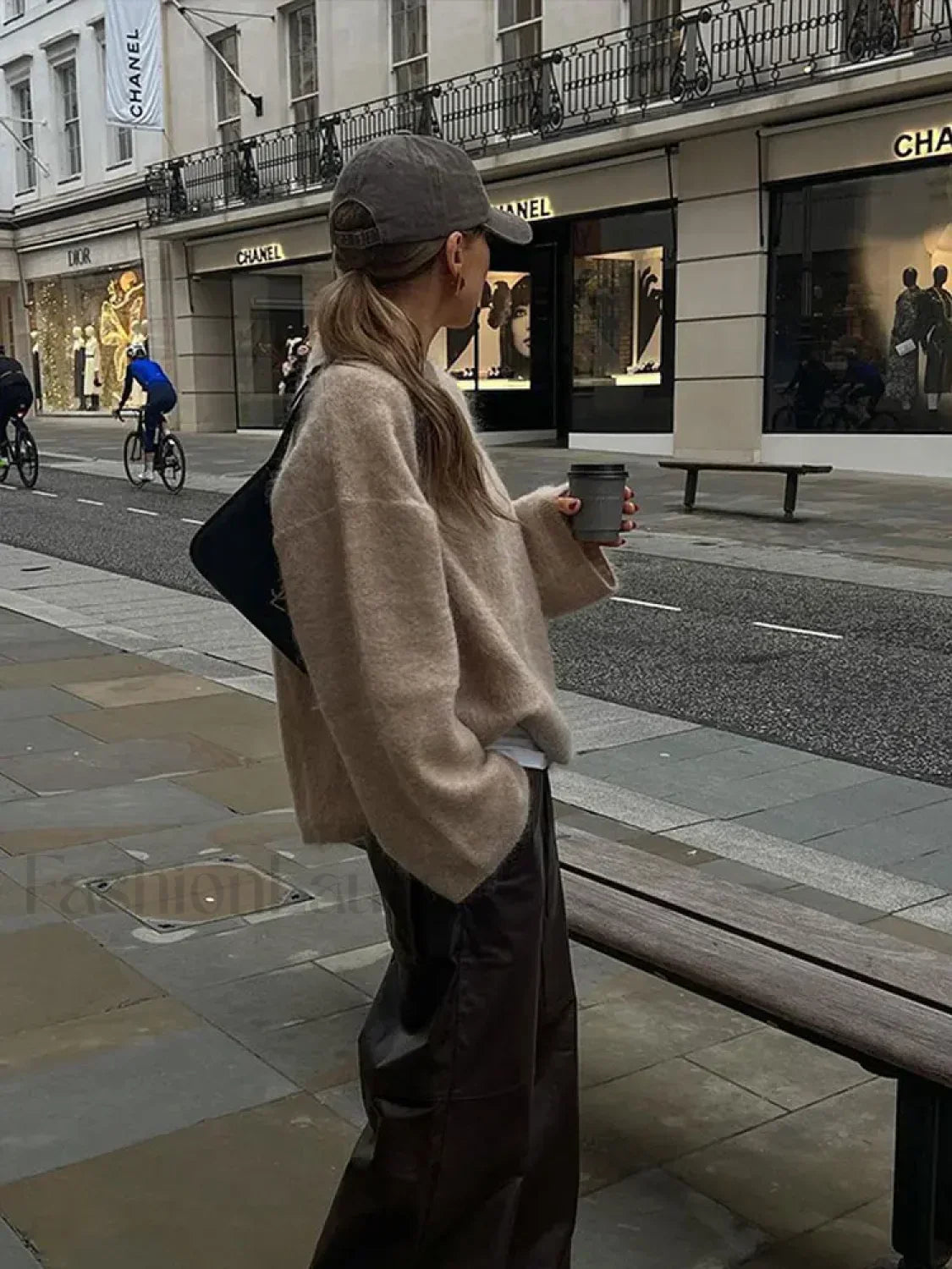 Elegant Solid Mohair Soft Knitted Pullover Women Casual O-neck Long Sleeve Loose Sweater Secondary image