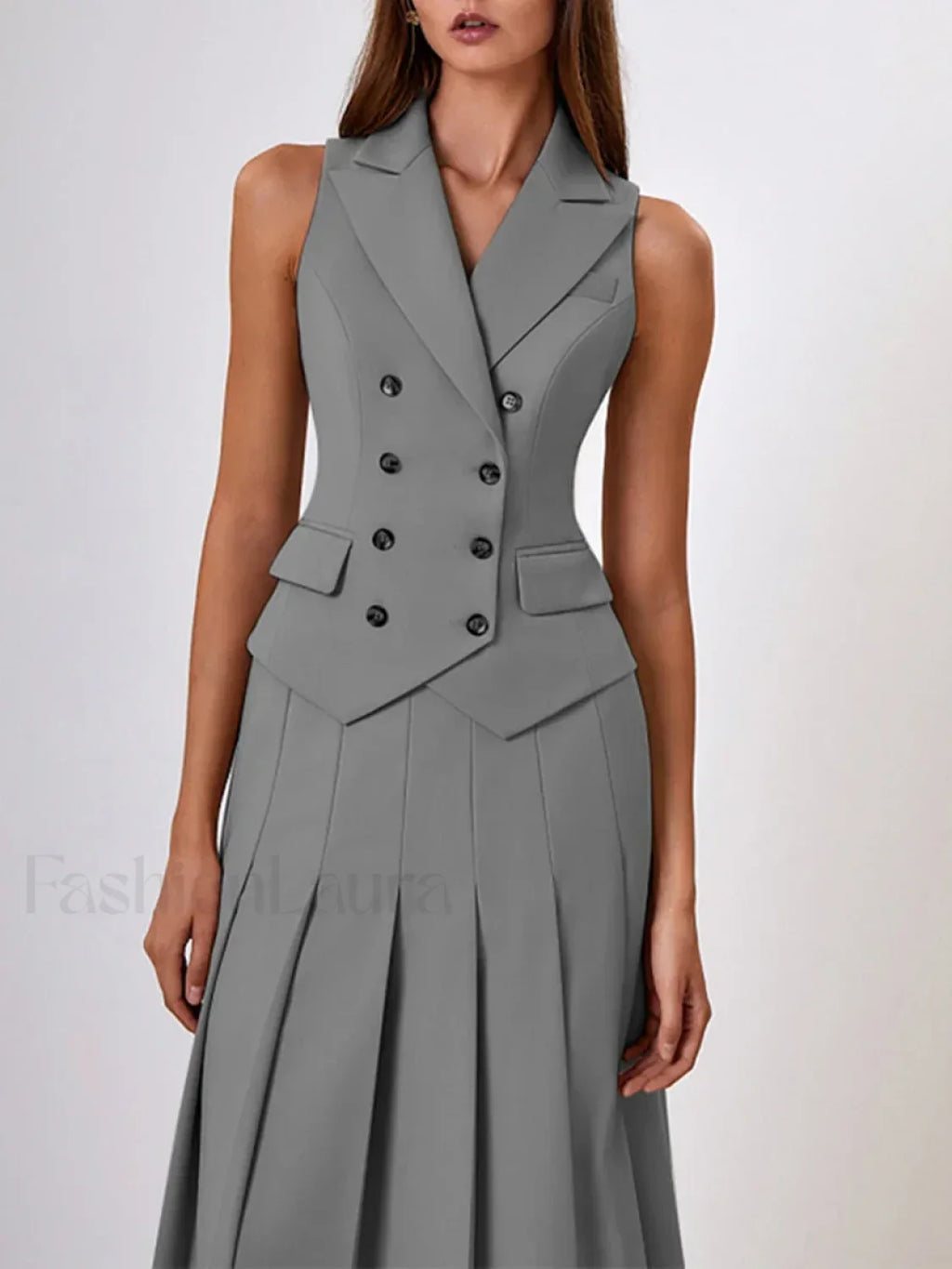 Elegant Spliced Tunic Skirt Two Piece Set