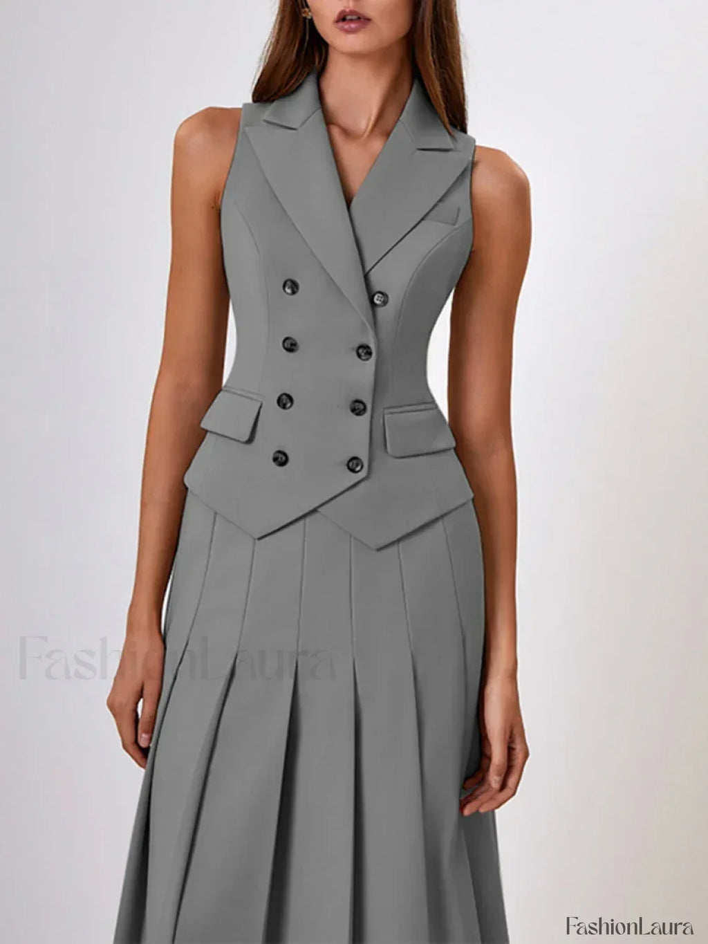 Elegant Spliced Tunic Skirt Two Piece Set