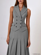 Elegant Spliced Tunic Skirt Two Piece Set