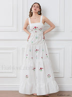 Embroidered Square Neck Boho Dress