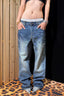 Lightning Stud Washed Wide Leg Jeans