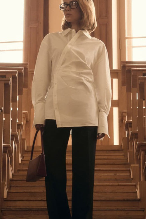 Collared Asymmetrical Button Blouse Secondary image