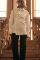 Collared Asymmetrical Button Blouse