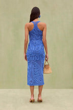 Knit Sleeveless Solid Color Backless Maxi Sweater Dress