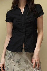 Solid Button Front Fitted T-Shirt