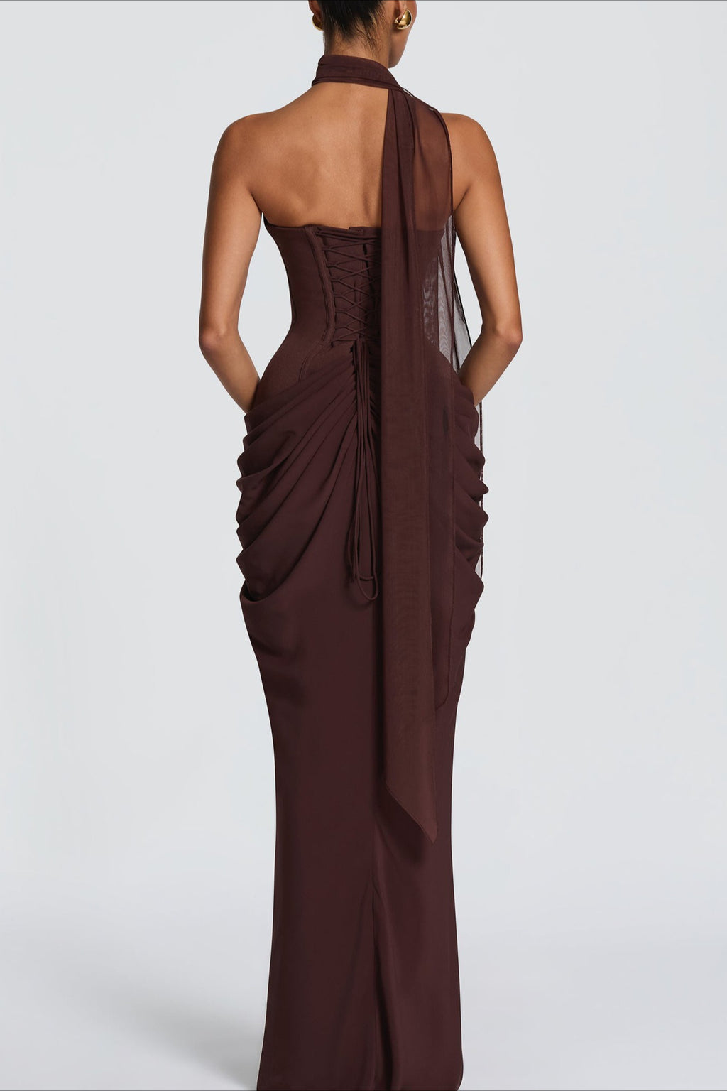 Strapless Sweetheart Corset Ruched Maxi Dress