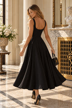 Minimalist Square Neck Slim A Line Slip Dress