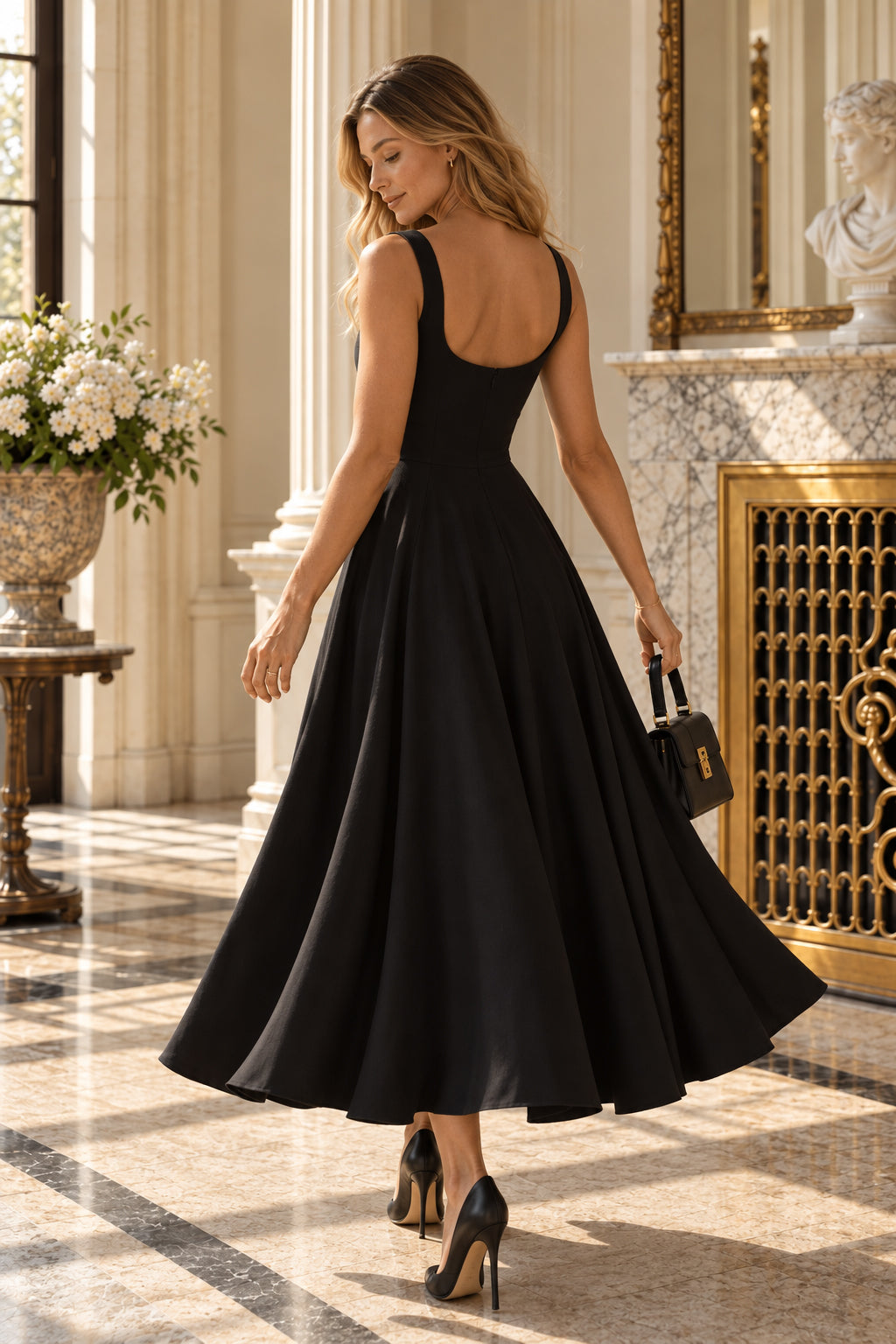 Minimalist Square Neck Slim A Line Slip Dress Secondary image