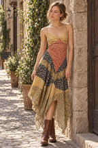 Color Block Print Maxi Boho Dress