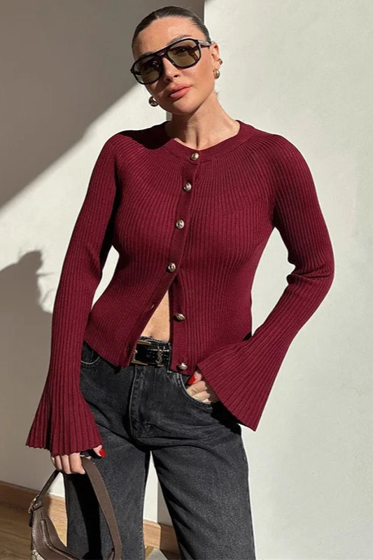 Single Breasted Ribbed Knit Cardigan Main image