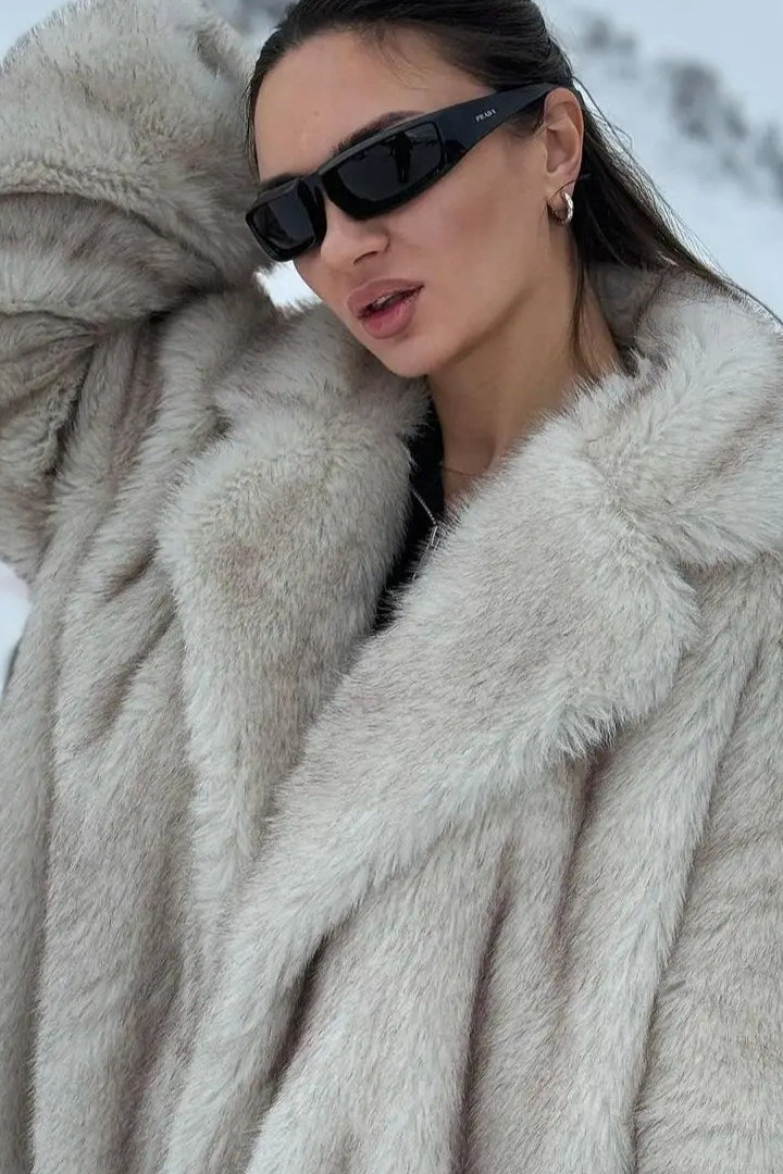 Lapel Thickened Faux Fur Plush Coat Main image